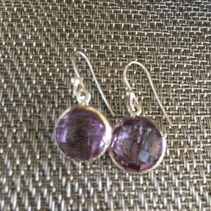 Checkerboard Faceted Amethyst Earrings NEW
